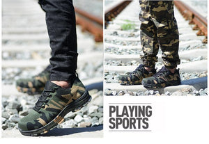 New Mens Outdoor Steel Toe Cap Military Work Safety Boots Shoes Camouflage Army Puncture Proof Size - jnpworldwide