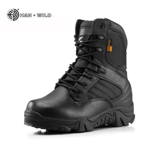 Men Military Tactical Boots Winter Leather Black Special Desert Combat Safety Work Shoes Army flats - jnpworldwide