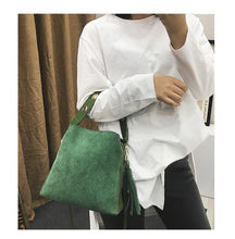 Load image into Gallery viewer, Fashion Scrub Women Bucket Bag Vintage Tassel Messenger High Quality Retro Shoulder Crossbody tote - jnpworldwide