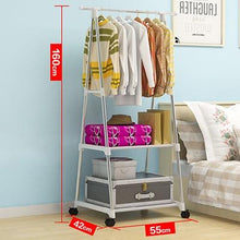 Load image into Gallery viewer, Stainless Hanger Standing Coat Rack Creative Home Furniture Clothes Hanging Storage Wood Wheel - jnpworldwide