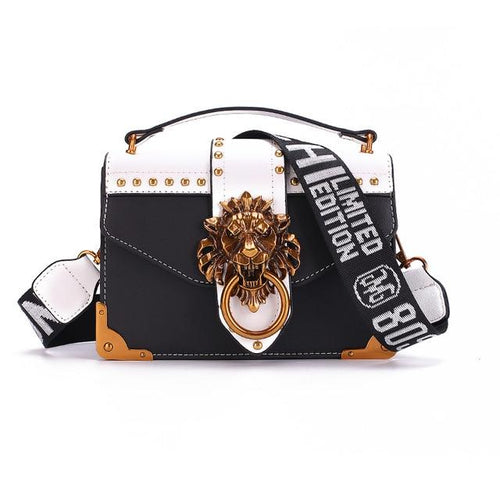 Fashion Designer Metal Lion Head Square Pack Shoulder Bag Crossbody Clutch Women Wallet Handbags 1 - jnpworldwide