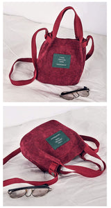 Designer handbags high quality Women Bag Vintage Corduroy  Shoulder New Corduroy Bucket Clutch us - jnpworldwide