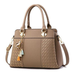 Fashion Women Handbags Tassel PU Leather Totes Top-handle Embroidery Crossbody Shoulder Bag Lady us - jnpworldwide