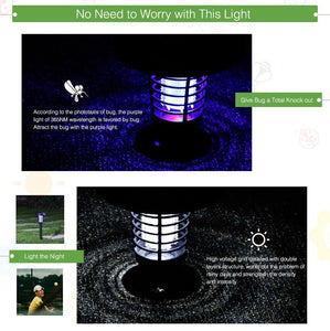 Solar Powered LED Outdoor Yard Garden Lawn Light Waterproof Anti Mosquito Pest Bug Trapping Lamp - jnpworldwide