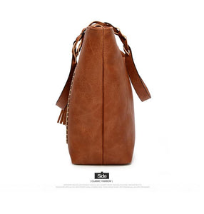 Vintage PU Tassel Women Shoulder Bag Female Causal Totes Lady Elegant Shopping Handbag Clutch 1 - jnpworldwide