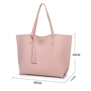 Women Messenger Leather Casual Tassel Handbags Female Designer Bag Vintage Tote Shoulder Quality us - jnpworldwide