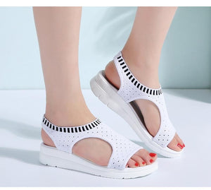 Women Sandals New Female Shoes Summer Wedge Comfortable Sandals Ladies Slip on Flat comfortable us - jnpworldwide