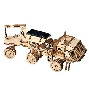 Wooden Solar Energy Powered 3D Move Space Hunting DIY Model Building Creative Toy Gift Child Adult - jnpworldwide