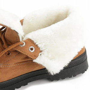 Snow boots classic heels suede women winter warm fur plush Insole ankle shoes hot lace up us new - jnpworldwide