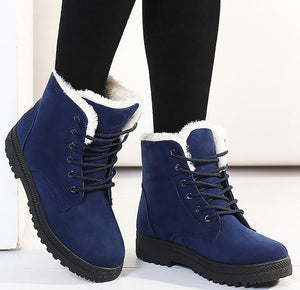 Snow boots classic heels suede women winter warm fur plush Insole ankle shoes hot lace up us new - jnpworldwide