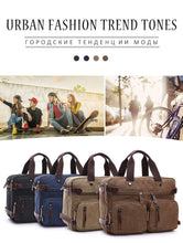 Load image into Gallery viewer, Canvas Bag Leather Briefcase Travel Suitcase Messenger Shoulder Tote Handbag Casual Laptop Pocket 1 - jnpworldwide