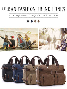 Canvas Bag Leather Briefcase Travel Suitcase Messenger Shoulder Tote Handbag Casual Laptop Pocket 1 - jnpworldwide