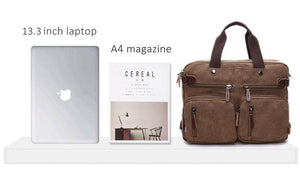 Canvas Bag Leather Briefcase Travel Suitcase Messenger Shoulder Tote Handbag Casual Laptop Pocket 1 - jnpworldwide