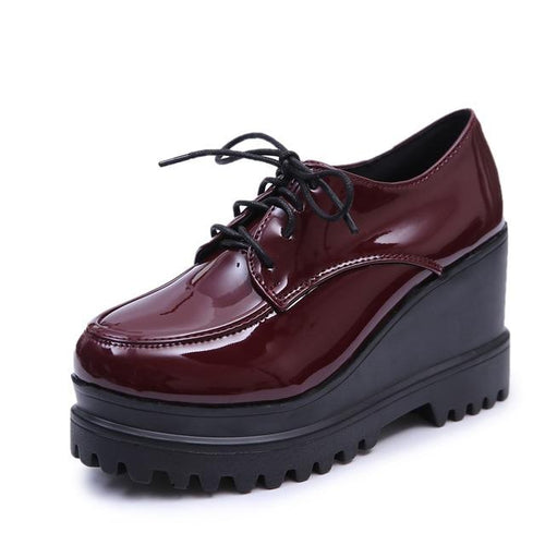 Autumn Women Platform Casual High Heel Tassels Female Footwear Leather Wedge Shoes Ladies Slip On - jnpworldwide