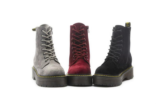 Chunky Motorcycle Boots Women Autumn Fashion Round Toe Lace-up Combat Ladies Shoes comfortable new - jnpworldwide