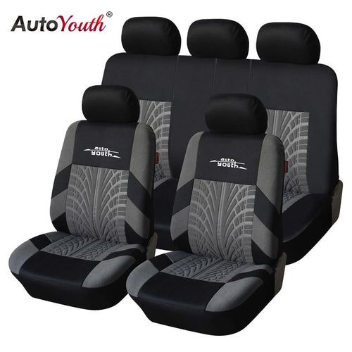 Embroidery Car Seat Covers Set Universal Fit Most Covers with Tire Track Detail Styling Protector - jnpworldwide