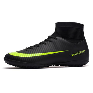Black Men Soccer Shoes Kids design Cleats Training Football Boots High Ankle Sport Sneakers Size new - jnpworldwide