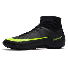 Load image into Gallery viewer, Black Men Soccer Shoes Kids design Cleats Training Football Boots High Ankle Sport Sneakers Size new - jnpworldwide