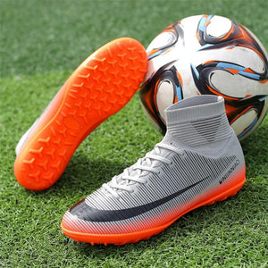 Black Men Soccer Shoes Kids design Cleats Training Football Boots High Ankle Sport Sneakers Size new - jnpworldwide
