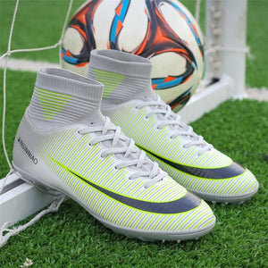 Black Men Soccer Shoes Kids design Cleats Training Football Boots High Ankle Sport Sneakers Size new - jnpworldwide