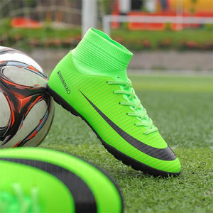 Black Men Soccer Shoes Kids design Cleats Training Football Boots High Ankle Sport Sneakers Size new - jnpworldwide
