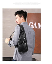 Load image into Gallery viewer, Men&#39;s Crossbody Bag Leather USB Chest fashion top Designer Messenger Shoulder new Backpack Travel - jnpworldwide