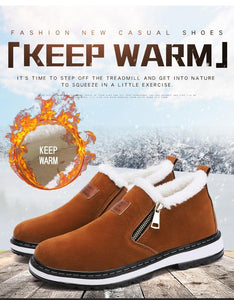 Fashion Black Mens Boots Designer Winter Shoes Men Warm Casual Fur New Warm Winter comfortable flats - jnpworldwide
