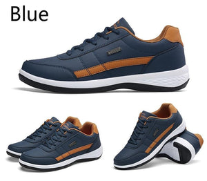 Fashion Sneakers Casual Shoes Breathable Lace up Mens Casual Spring Leather Walking travel flats new - jnpworldwide