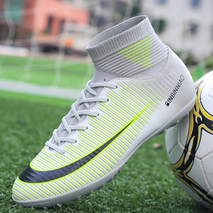 Black Men Soccer Shoes Kids design Cleats Training Football Boots High Ankle Sport Sneakers Size new - jnpworldwide