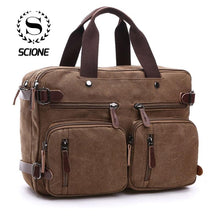 Load image into Gallery viewer, Canvas Bag Leather Briefcase Travel Suitcase Messenger Shoulder Tote Handbag Casual Laptop Pocket 1 - jnpworldwide