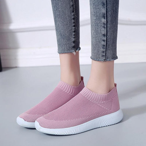 breathable air mesh sneakers women spring summer slip knitting flats soft walking shoes woman girls - jnpworldwide