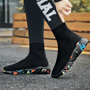 Sneakers Women Men Knit Upper Breathable Sport Shoes Sock Boots High Top Running comfortable flats - jnpworldwide