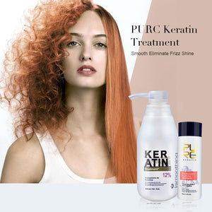 PURC Brazilian keratin 12% formalin 300ml treatment and 100ml purifying shampoo hair treatment set - jnpworldwide