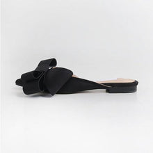 Load image into Gallery viewer, spring summer women shoes Korean silk satin bow tie slippers Baotou flat heel sets comfortable kids - jnpworldwide