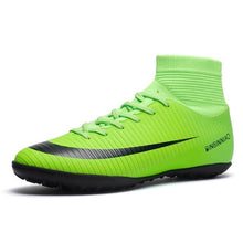 Load image into Gallery viewer, Black Men Soccer Shoes Kids design Cleats Training Football Boots High Ankle Sport Sneakers Size new - jnpworldwide