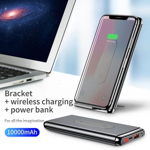 10000mAh Portable QI Wireless Charger Power Bank solar For iPhone Samsung PD+QC3.0 Fast Charging USB - jnpworldwide