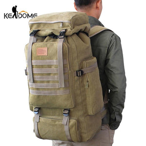 60L Large Military Bag Canvas Backpack Tactical Bags Camping Hiking Army Travel Molle Men Outdoor - jnpworldwide