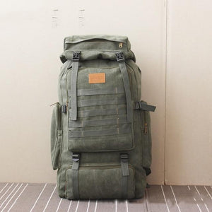 60L Large Military Bag Canvas Backpack Tactical Bags Camping Hiking Army Travel Molle Men Outdoor - jnpworldwide