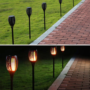 LED Solar Flame Lamp Flickering Outdoor Waterproof Landscape Yard Garden Path Torch Light path us - jnpworldwide
