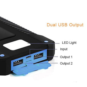 Solar Waterproof Power Bank LED Light Mobile USB External Battery Charger For Phone Tablet Camera - jnpworldwide