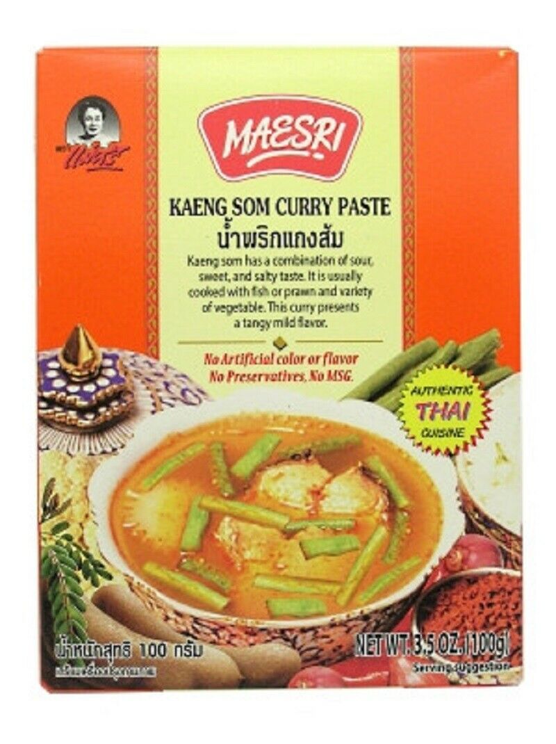 Kaeng som curry paste maesri Thai food flavor no MSG cook mix meat vegetable oz to sale shop trade - jnpworldwide