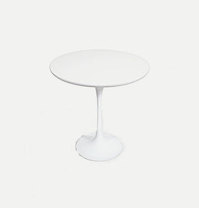 Side table white fiberglass top round and leg aluminium nightstand end storage cover living room shelf sofa new elements setting cup top garden office kitchen desk outdoor tall 20.47 in x W 20.47 inch